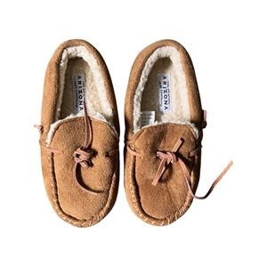 Crew Cut J Crew Kids K2 Moccasins House Shoes Slippers Tan Furry Lining 920